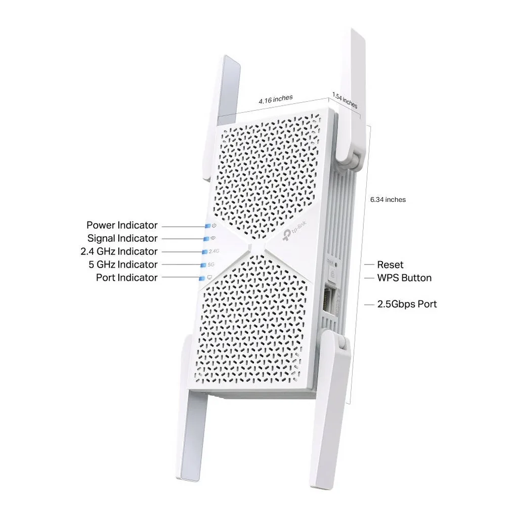 TP-Link Archer RE405BE WiFi 7 Range Extender BE7200, High Performance Dual-Band Signal Booster with 6GHz Ready Architecture, 2.5G Port, MLO Technology and EasyMesh Integration, White | RE405BE – Gallery image 4 TP-Link Archer RE405BE WiFi 7 Range Extender BE7200, High Performance Dual-Band Signal Booster with 6GHz Ready Architecture, 2.5G Port, MLO Technology and EasyMesh Integration, White | RE405BE – Gallery image 4