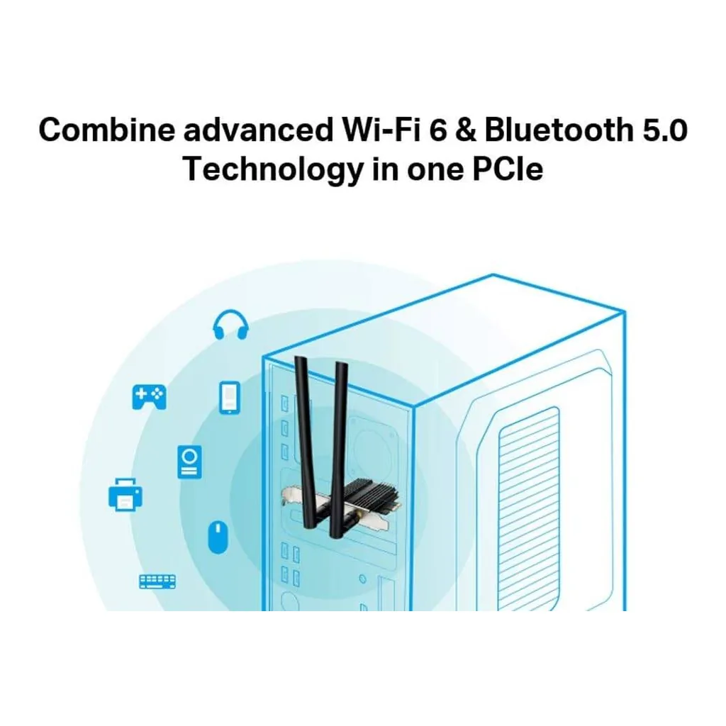 TP-Link Archer TX50E AX3000 Wi-Fi 6 Bluetooth 5.2 PCIe Adapter for PC with Heat Sink, MU-MIMO, Ultra-Low Latency, Supports Windows 10(64bit) Only – Gallery image 2 TP-Link Archer TX50E AX3000 Wi-Fi 6 Bluetooth 5.2 PCIe Adapter for PC with Heat Sink, MU-MIMO, Ultra-Low Latency, Supports Windows 10(64bit) Only – Gallery image 2