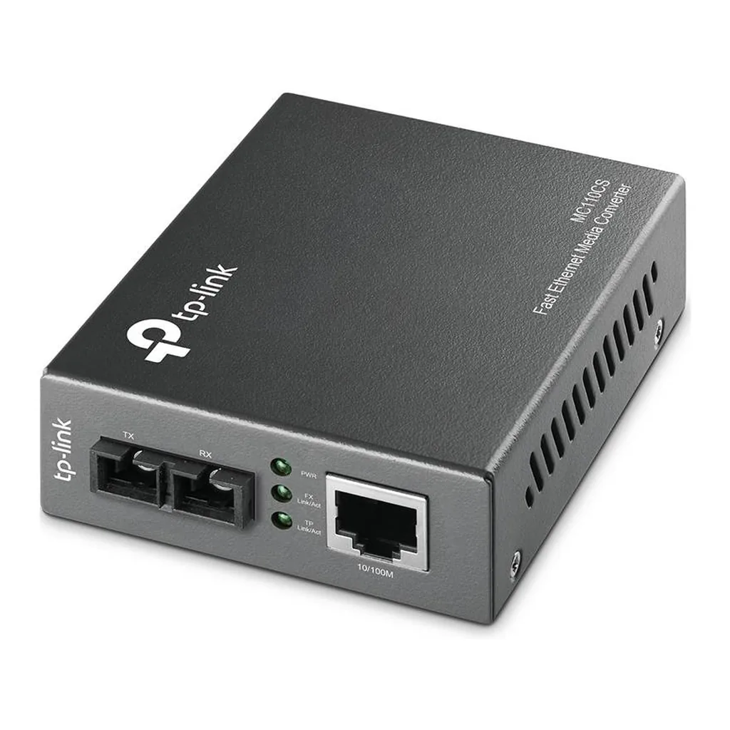 TP-Link MC110CS Media Converter: SFP to RJ45, Connects Fiber to Copper, 10/100 Mb/s, Full-Duplex, Extends Fiber 12.5 Miles, 1310nm, Grey | MC110CS – Main image TP-Link MC110CS Media Converter: SFP to RJ45, Connects Fiber to Copper, 10/100 Mb/s, Full-Duplex, Extends Fiber 12.5 Miles, 1310nm, Grey | MC110CS – Main image