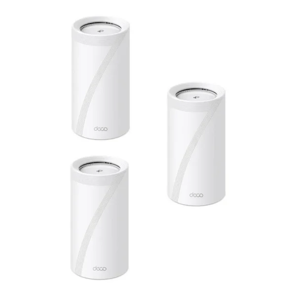 TP-Link Tri-Band WiFi 7 BE19000 Whole Home Mesh System, 12-Stream 22 Gbps, 10G + 2.5G Ports Wired Backhaul, 8 High-Gain Antennas | VPN, AI-Roaming, 44 MU-MIMO (1-Pack x 3) White | Deco BE85 – Main image TP-Link Tri-Band WiFi 7 BE19000 Whole Home Mesh System, 12-Stream 22 Gbps, 10G + 2.5G Ports Wired Backhaul, 8 High-Gain Antennas | VPN, AI-Roaming, 44 MU-MIMO (1-Pack x 3) White | Deco BE85 – Main image