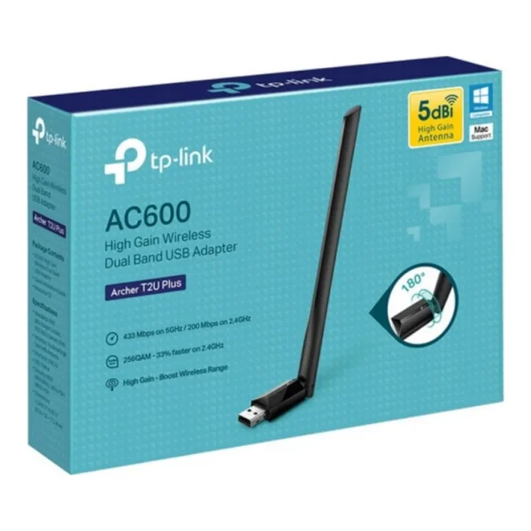 TP-Link USB Wifi Adapter for PC AC600 Mbps Wireless Network Adapter for Desktop | Archer T2U Plus – Main image TP-Link USB Wifi Adapter for PC AC600 Mbps Wireless Network Adapter for Desktop | Archer T2U Plus – Main image