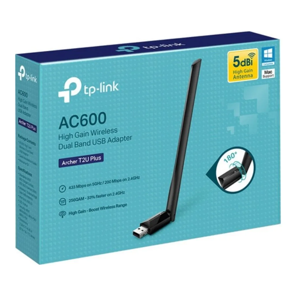 TP-Link USB Wifi Adapter for PC AC600 Mbps Wireless Network Adapter for Desktop | Archer T2U Plus – Main image TP-Link USB Wifi Adapter for PC AC600 Mbps Wireless Network Adapter for Desktop | Archer T2U Plus – Main image