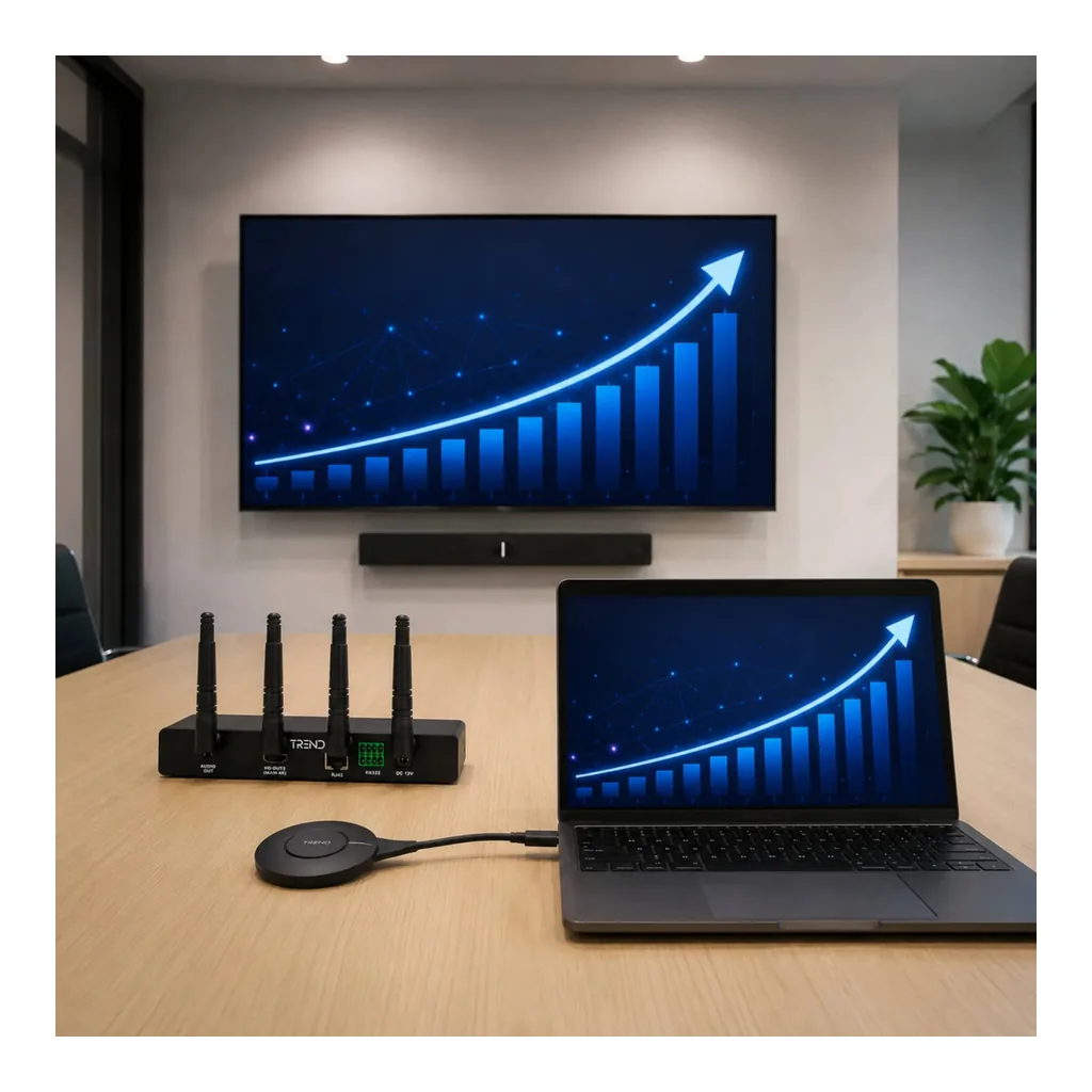 TREND Wireless Conferencing BYOM System, 9-Screen Collaboration Solution, 4K Wireless Presentation, 100M Wireless Range, Screen Rotation Support, 9 TX Connections, Black | TR-MEA100PRO – Gallery image 3 TREND Wireless Conferencing BYOM System, 9-Screen Collaboration Solution, 4K Wireless Presentation, 100M Wireless Range, Screen Rotation Support, 9 TX Connections, Black | TR-MEA100PRO – Gallery image 3