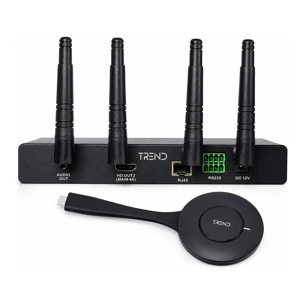TREND Wireless Conferencing BYOM System, 9-Screen Collaboration Solution, 4K Wireless Presentation, 100M Wireless Range, Screen Rotation Support, 9 TX Connections, Black | TR-MEA100PRO – Main image TREND Wireless Conferencing BYOM System, 9-Screen Collaboration Solution, 4K Wireless Presentation, 100M Wireless Range, Screen Rotation Support, 9 TX Connections, Black | TR-MEA100PRO – Main image