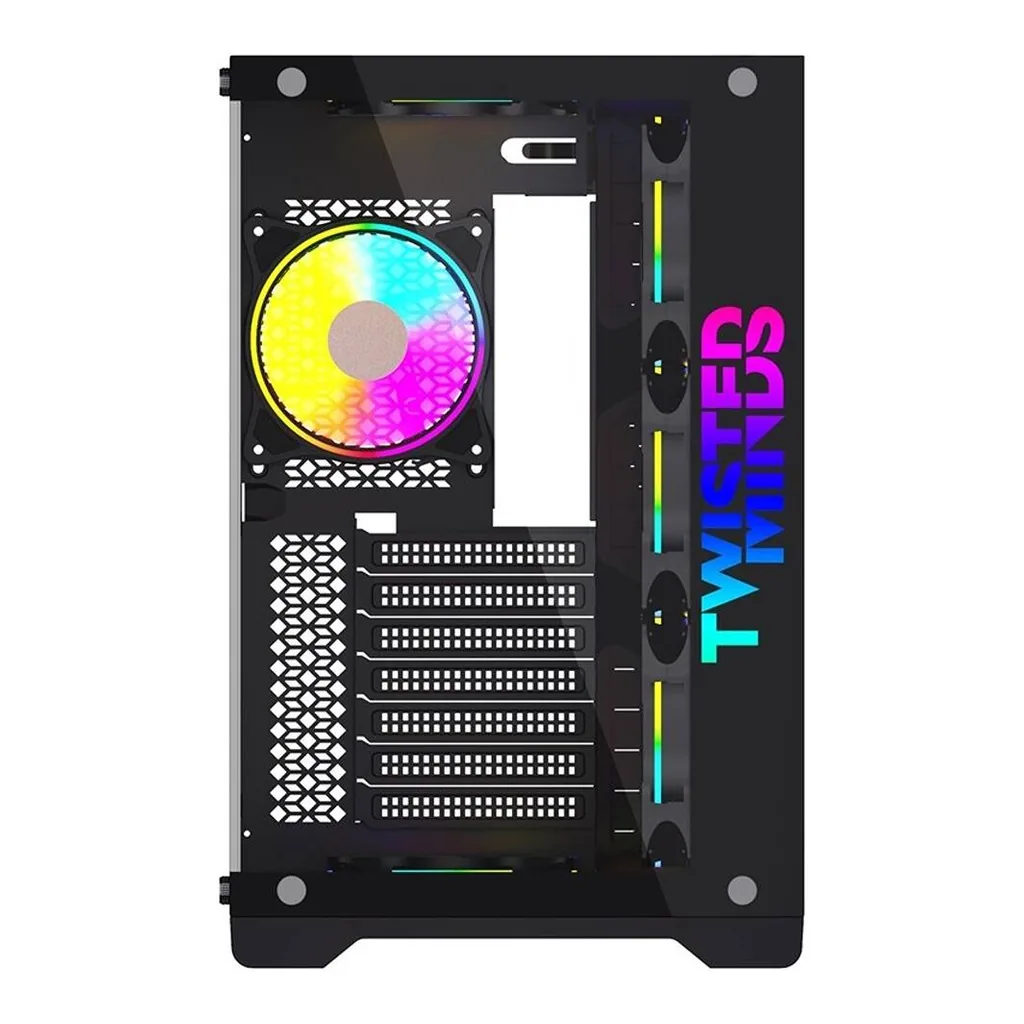 Twisted Minds Bullet-07 Mid Tempered Glass Mid Tower ATX Gaming PC Case, Pre Installed 4x 120mm ARGB Fans, Up to 360mm AIO, 3.5″ HDD* 2 + 2.5″ SSD* 2 Drive Support, USB 3.0+USB-C, Black | TM1-B-S – Gallery image 1 Twisted Minds Bullet-07 Mid Tempered Glass Mid Tower ATX Gaming PC Case, Pre Installed 4x 120mm ARGB Fans, Up to 360mm AIO, 3.5″ HDD* 2 + 2.5″ SSD* 2 Drive Support, USB 3.0+USB-C, Black | TM1-B-S – Gallery image 1