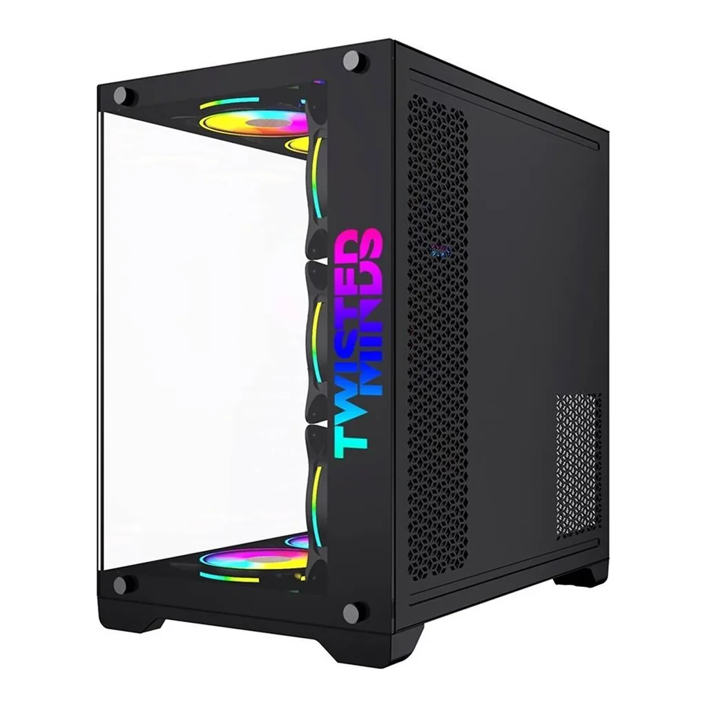 Twisted Minds Bullet-07 Mid Tempered Glass Mid Tower ATX Gaming PC Case, Pre Installed 4x 120mm ARGB Fans, Up to 360mm AIO, 3.5″ HDD* 2 + 2.5″ SSD* 2 Drive Support, USB 3.0+USB-C, Black | TM1-B-S – Gallery image 2 Twisted Minds Bullet-07 Mid Tempered Glass Mid Tower ATX Gaming PC Case, Pre Installed 4x 120mm ARGB Fans, Up to 360mm AIO, 3.5″ HDD* 2 + 2.5″ SSD* 2 Drive Support, USB 3.0+USB-C, Black | TM1-B-S – Gallery image 2