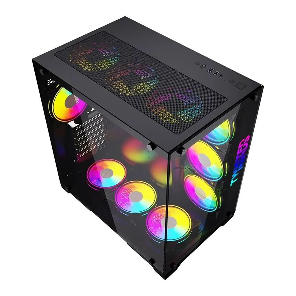 Twisted Minds Bullet-07 Mid Tempered Glass Mid Tower ATX Gaming PC Case, Pre Installed 4x 120mm ARGB Fans, Up to 360mm AIO, 3.5″ HDD* 2 + 2.5″ SSD* 2 Drive Support, USB 3.0+USB-C, Black | TM1-B-S – Gallery image 4 Twisted Minds Bullet-07 Mid Tempered Glass Mid Tower ATX Gaming PC Case, Pre Installed 4x 120mm ARGB Fans, Up to 360mm AIO, 3.5″ HDD* 2 + 2.5″ SSD* 2 Drive Support, USB 3.0+USB-C, Black | TM1-B-S – Gallery image 4
