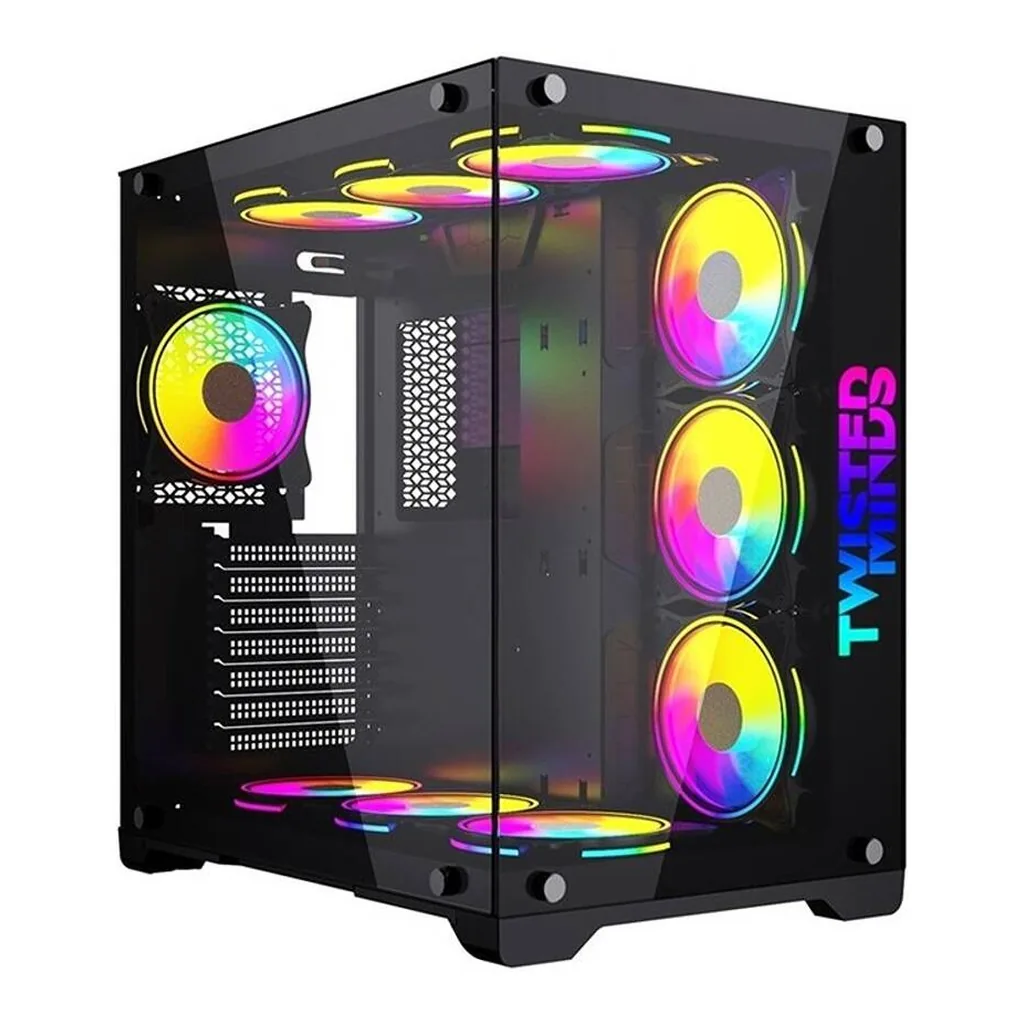Twisted Minds Bullet-07 Mid Tempered Glass Mid Tower ATX Gaming PC Case, Pre Installed 4x 120mm ARGB Fans, Up to 360mm AIO, 3.5″ HDD* 2 + 2.5″ SSD* 2 Drive Support, USB 3.0+USB-C, Black | TM1-B-S – Main image Twisted Minds Bullet-07 Mid Tempered Glass Mid Tower ATX Gaming PC Case, Pre Installed 4x 120mm ARGB Fans, Up to 360mm AIO, 3.5″ HDD* 2 + 2.5″ SSD* 2 Drive Support, USB 3.0+USB-C, Black | TM1-B-S – Main image