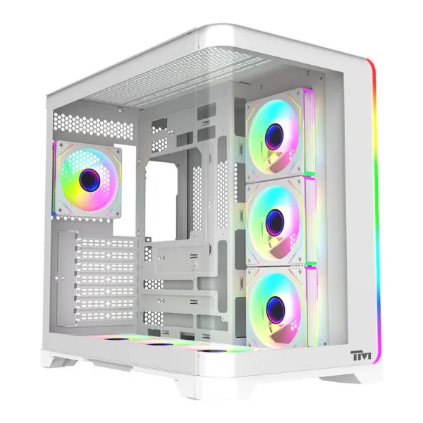 Twisted Minds Flux Mid Tower Gaming Case, ATX PC Case with ARGB Lighting & Advanced Cooling Support, White | TM-FLUX-W – Main image Twisted Minds Flux Mid Tower Gaming Case, ATX PC Case with ARGB Lighting & Advanced Cooling Support, White | TM-FLUX-W – Main image