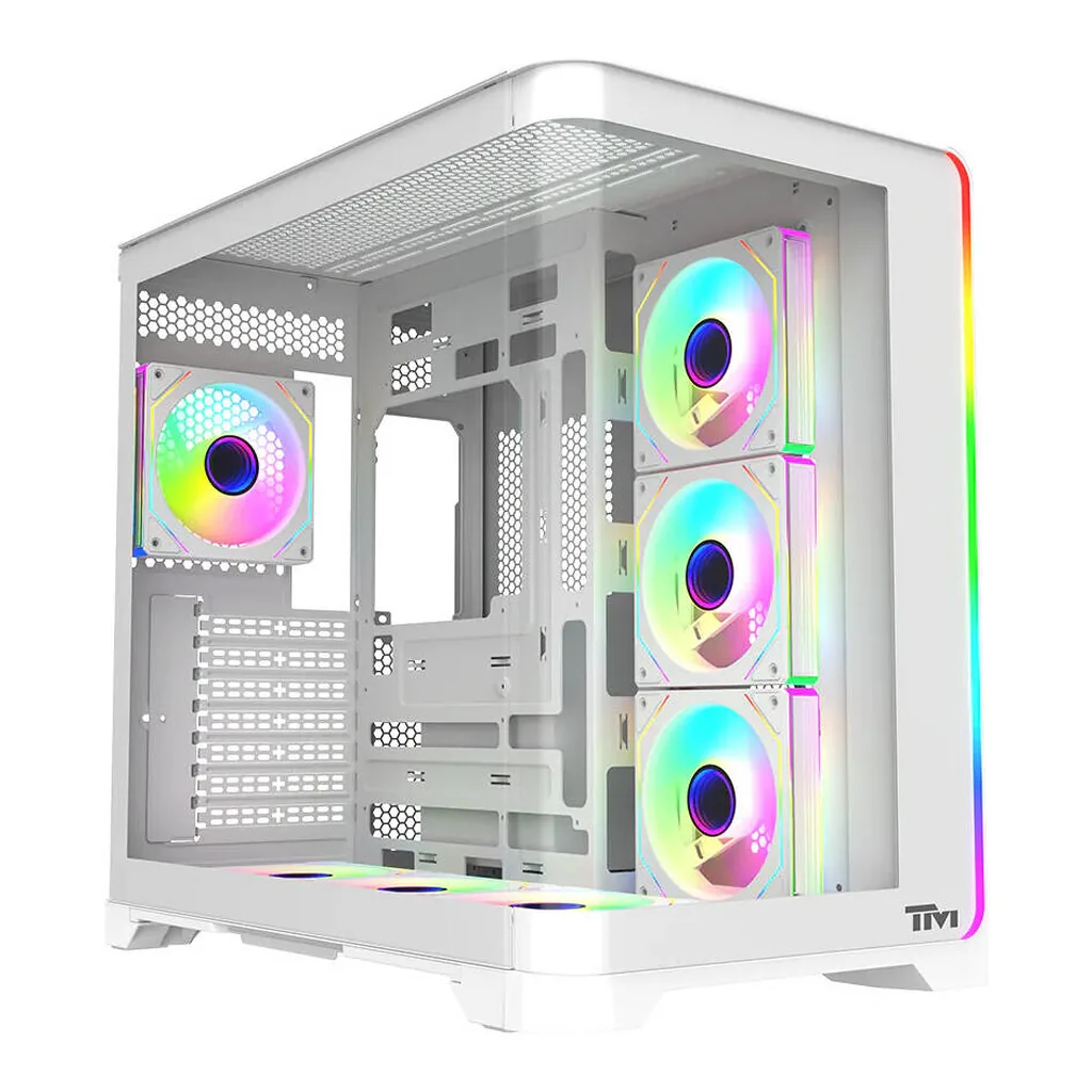 Twisted Minds Flux Mid Tower Gaming Case, ATX PC Case with ARGB Lighting & Advanced Cooling Support, White | TM-FLUX-W – Main image Twisted Minds Flux Mid Tower Gaming Case, ATX PC Case with ARGB Lighting & Advanced Cooling Support, White | TM-FLUX-W – Main image