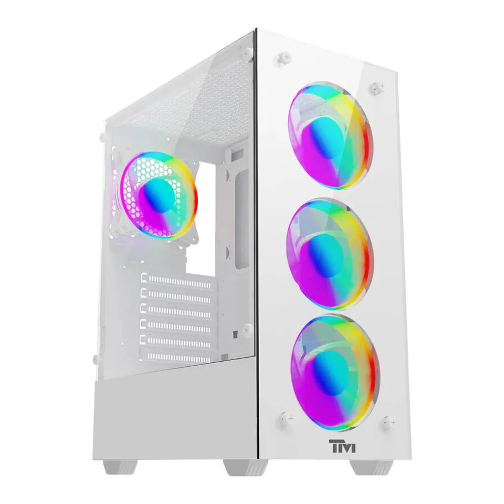 Twisted Minds Nova Mid Tower Gaming Case, ATX PC Case with ARGB Lighting & Tempered Glass Design, White | TM-NOVA-W – Main image Twisted Minds Nova Mid Tower Gaming Case, ATX PC Case with ARGB Lighting & Tempered Glass Design, White | TM-NOVA-W – Main image