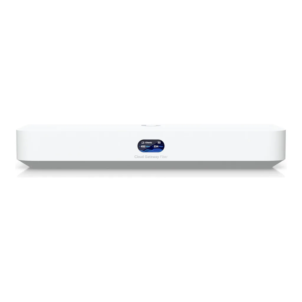 Ubiquiti Cloud Gateway Fiber, 50+ UniFi Device / 500+ Client Support, 5 Gbps IDS/IPS Throughput, 0.96" Status LCM Display, Selectable NVR Storage, 30W PoE Budget, White – Gallery image 2 Ubiquiti Cloud Gateway Fiber, 50+ UniFi Device / 500+ Client Support, 5 Gbps IDS/IPS Throughput, 0.96" Status LCM Display, Selectable NVR Storage, 30W PoE Budget, White – Gallery image 2