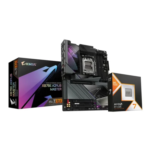 Vortex X Bundle - AMD Ryzen 7 9800X3D AM5 Desktop Processor, 8 Cores & 16 Threads, Up to 5.2 GHz Max Boost Clock + GIGABYTE X870E AORUS MASTER ATX Motherboard – Main image Vortex X Bundle - AMD Ryzen 7 9800X3D AM5 Desktop Processor, 8 Cores & 16 Threads, Up to 5.2 GHz Max Boost Clock + GIGABYTE X870E AORUS MASTER ATX Motherboard – Main image
