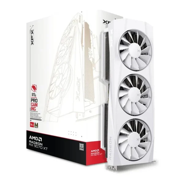 XFX Quicksilver AMD Radeon RX 9070 XT White Magnetic Air Edition Graphics Card, 16GB GDDR6 256-Bit Memory, 2970 MHz Boost Clock, 4096 Stream Processor – Main image XFX Quicksilver AMD Radeon RX 9070 XT White Magnetic Air Edition Graphics Card, 16GB GDDR6 256-Bit Memory, 2970 MHz Boost Clock, 4096 Stream Processor – Main image