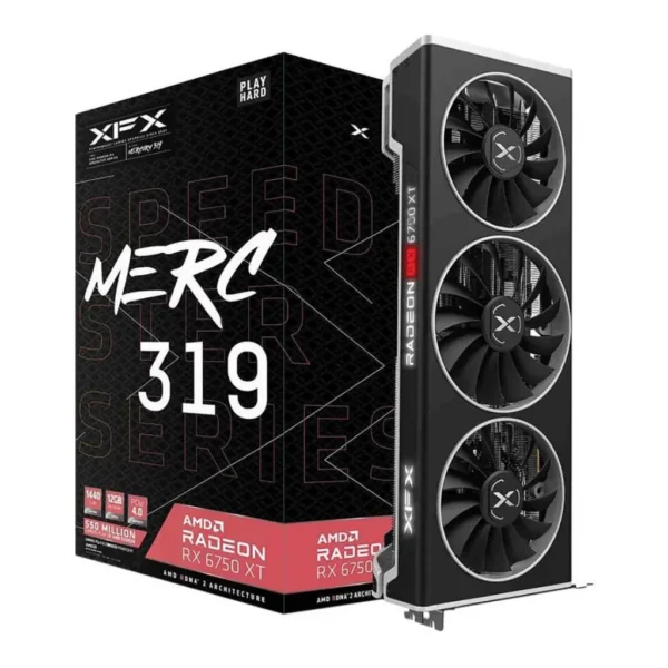 XFX Speedster Merc319 Radeon RX 6750XT Black Gaming Graphics Card, 12GB GDDR6 192 Bit Memory, 2560 Stream Processor, 2324MHz, PCI-E 4.0, AMD RDNA 2, H – Main image XFX Speedster Merc319 Radeon RX 6750XT Black Gaming Graphics Card, 12GB GDDR6 192 Bit Memory, 2560 Stream Processor, 2324MHz, PCI-E 4.0, AMD RDNA 2, H – Main image