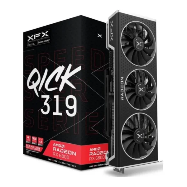 XFX Speedster QICK 319 AMD Radeon RX 6800 16GB GDDR6 Black Gaming Graphics Card, 256-Bit, PCI Express 4.0, HDMI 3 x DP, AMD RDNA 2 | RX-68XLALBD9 / RX – Main image XFX Speedster QICK 319 AMD Radeon RX 6800 16GB GDDR6 Black Gaming Graphics Card, 256-Bit, PCI Express 4.0, HDMI 3 x DP, AMD RDNA 2 | RX-68XLALBD9 / RX – Main image