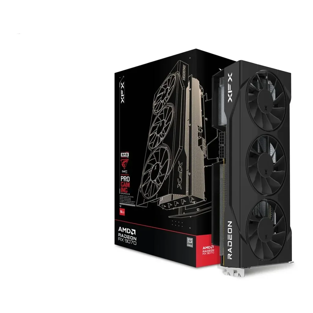 XFX Swift AMD Radeon RX 9070 OC Triple 90mm Fan Gaming Edition Graphics Card, 16GB GDDR6 256-Bit Memory, 2700MHz Boost Clock, 20Gbps Memory Speed, 409 – Gallery image 1 XFX Swift AMD Radeon RX 9070 OC Triple 90mm Fan Gaming Edition Graphics Card, 16GB GDDR6 256-Bit Memory, 2700MHz Boost Clock, 20Gbps Memory Speed, 409 – Gallery image 1