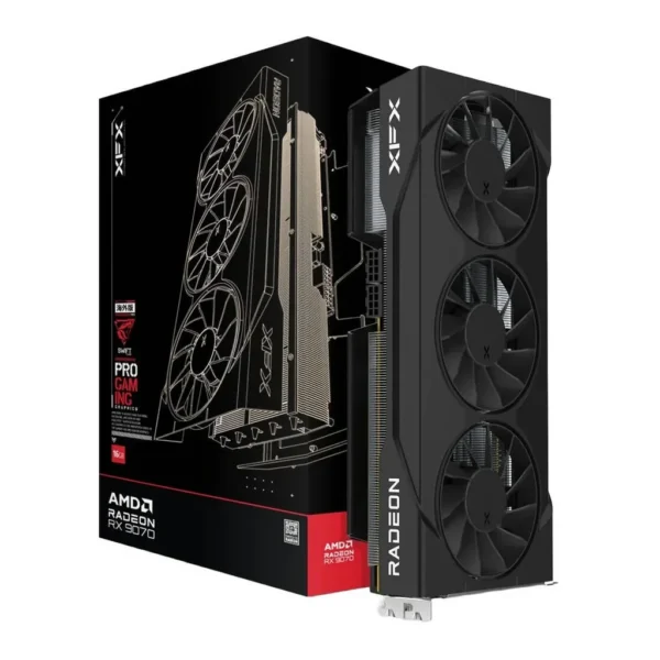 XFX Swift AMD Radeon RX 9070 OC Triple 90mm Fan Gaming Edition Graphics Card, 16GB GDDR6 256-Bit Memory, 2700MHz Boost Clock, 20Gbps Memory Speed, 409 – Main image XFX Swift AMD Radeon RX 9070 OC Triple 90mm Fan Gaming Edition Graphics Card, 16GB GDDR6 256-Bit Memory, 2700MHz Boost Clock, 20Gbps Memory Speed, 409 – Main image