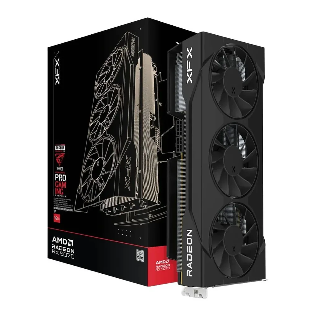 XFX Swift AMD Radeon RX 9070 OC Triple 90mm Fan Gaming Edition Graphics Card, 16GB GDDR6 256-Bit Memory, 2700MHz Boost Clock, 20Gbps Memory Speed, 409 – Main image XFX Swift AMD Radeon RX 9070 OC Triple 90mm Fan Gaming Edition Graphics Card, 16GB GDDR6 256-Bit Memory, 2700MHz Boost Clock, 20Gbps Memory Speed, 409 – Main image