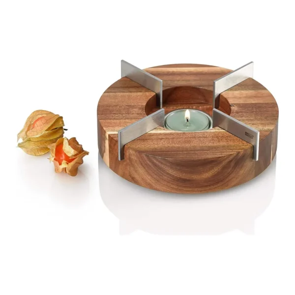 00517c5a-04a2-4c7a-9ec9-67d30acf7c06.jpg Ad Hoc TK51US Tuto Decorative Teapot & Food Warmer – Portable Wood Base with Stainless Steel Plate for Small & Mid Teapots – Brown