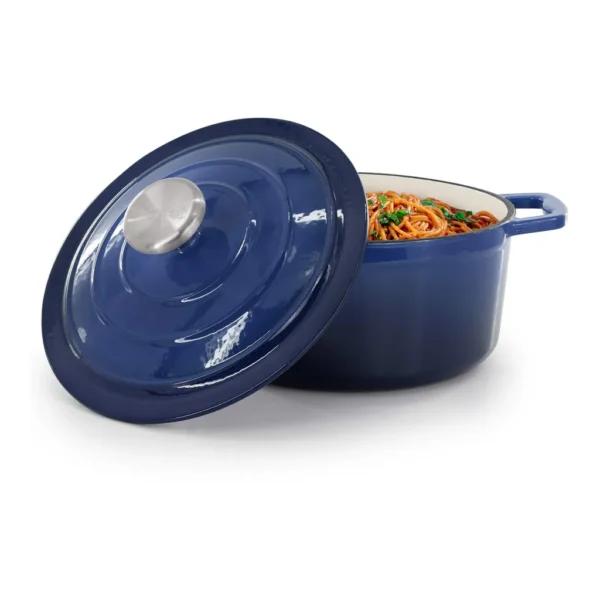 00a443f2-9773-46b9-a88e-8d60296f6550.jpg MegaChef - 2.7 Quart Round Enameled Cast Iron Casserole in Gradient - Dark Blue