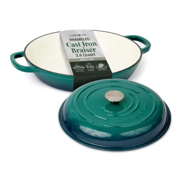 01786663-64be-4fea-ad48-2c85f9f22e66.jpg Larder & Vine - 3.6 qt Enameled Cast Iron Braiser with Lid - Bondi