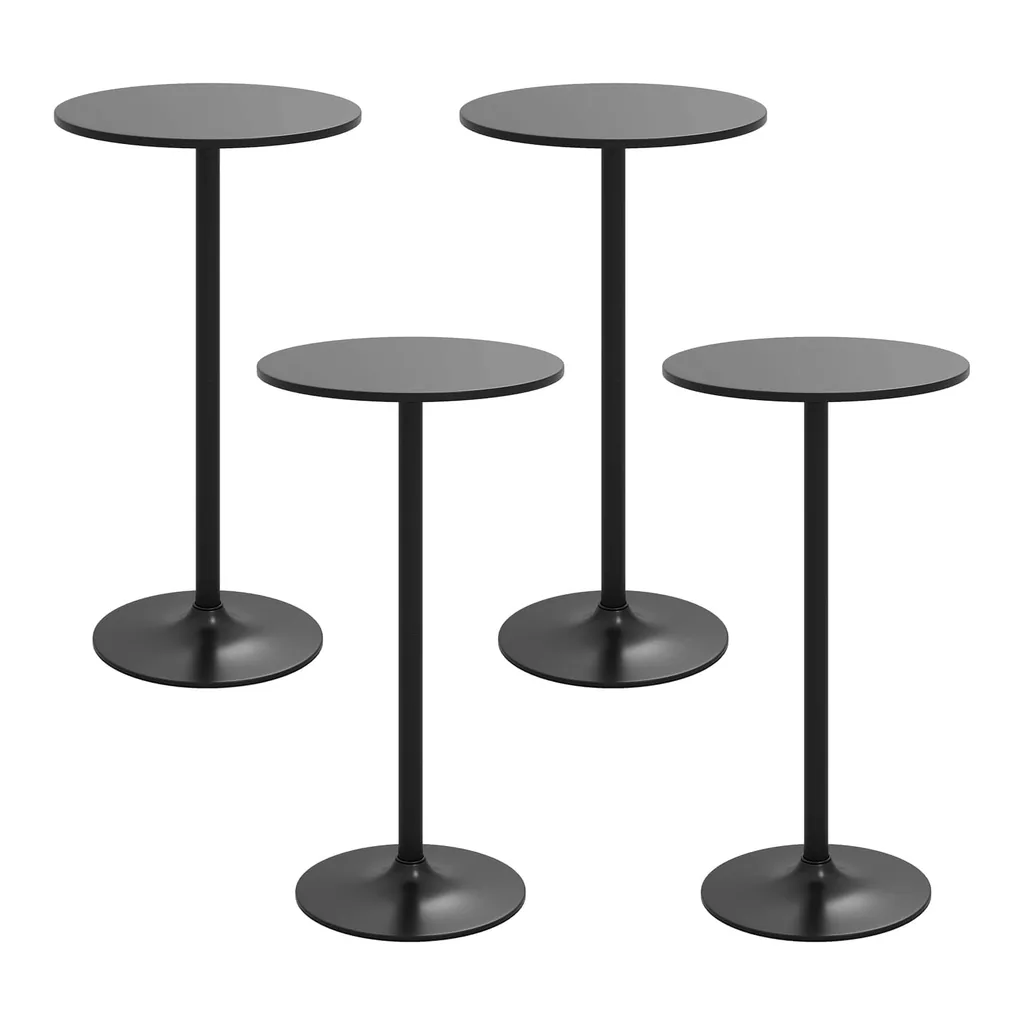 020b394e-c302-4776-b997-602935fe3136.jpg Costway - 4 PCS Round Pub Table 24" Bistro Bar Cocktail Table w/Metal Base - Black