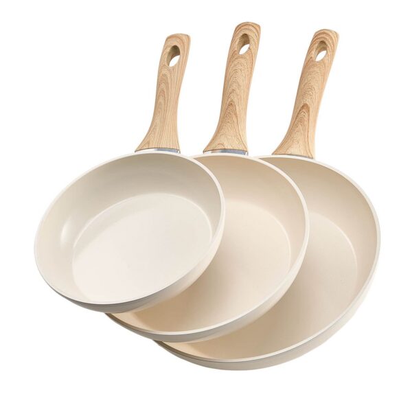 0376fdbf-0d68-4f32-9819-cbb2170e6b7d.jpg VEVOR - Aluminum Frying Pan Set, Nonstick Ceramic Skillets, 3 Sizes (8, 9.5, 11 in), Durable Cookware - Light Apricot