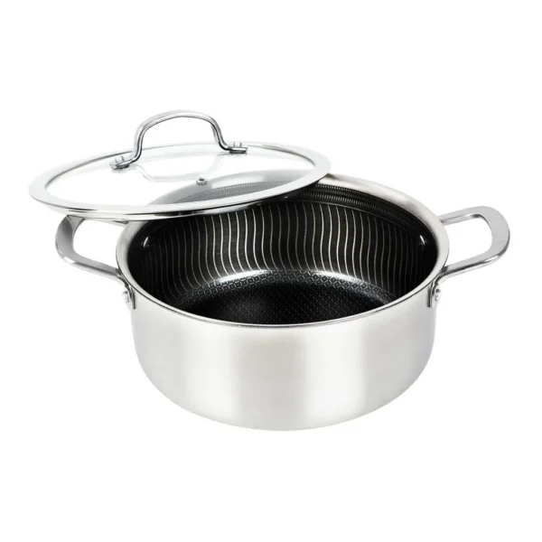 051bdeb4-ad3c-4f45-bcf9-d4dfc7ea5fe3.jpg Brentwood - B-duh24l 3-ply Hybrid Non-stick Stainless Steel Dutch Oven With Tempered Glass Lid (5 Qt.) - Silver
