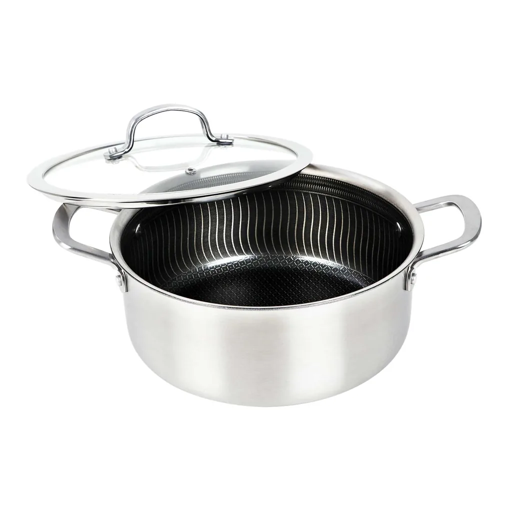 051bdeb4-ad3c-4f45-bcf9-d4dfc7ea5fe3.jpg Brentwood - B-duh24l 3-ply Hybrid Non-stick Stainless Steel Dutch Oven With Tempered Glass Lid (5 Qt.) - Silver