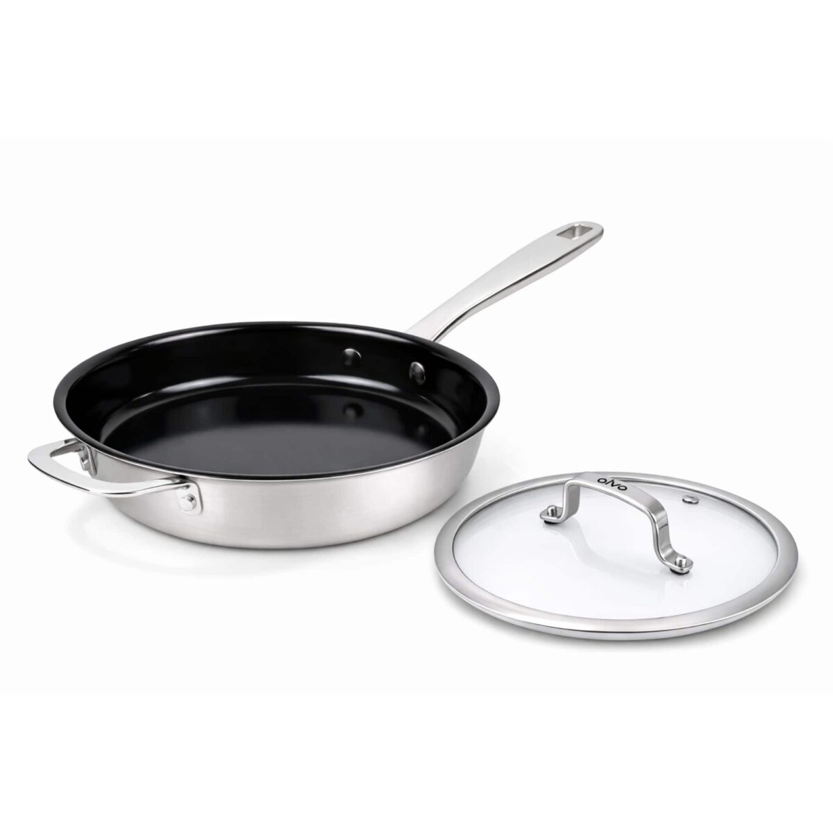 05354616-36e6-4421-b0e0-d7307b5af5f9.jpg Alva - Maestro Nonstick Stainless Steel Frying Pan with Glass Lid - Oven & Induction Safe - Black