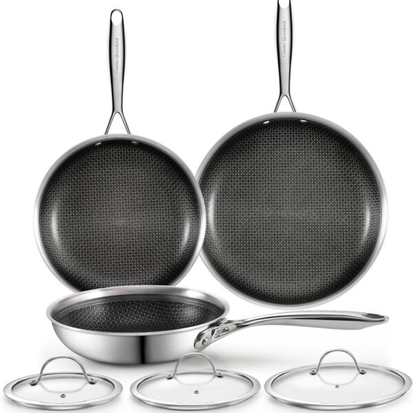 0672f085-6a3f-46f5-b601-8334d78ce4fc.jpg Cooks Standard - Multi-Ply Clad Stainless Steel 6-Piece Fry Pan Set , 8-10.5-12 Inch - Black