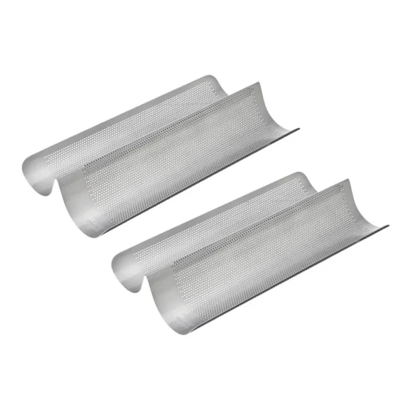 06fe0919-b518-47f8-ae9e-c2516fe0c11f.jpg Chicago Metallic - Perforated French Bread Pan - Set Of 2 - Gray