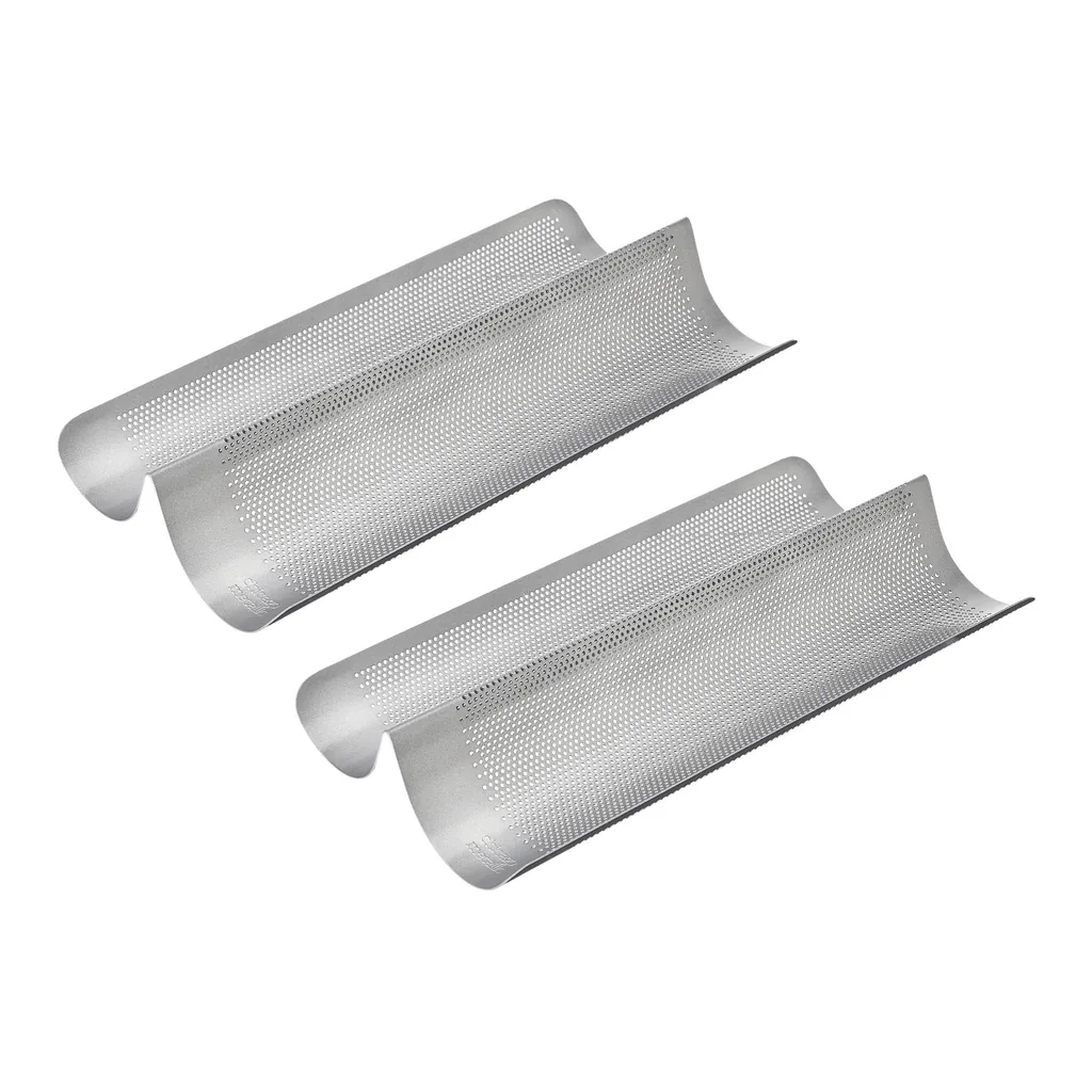 06fe0919-b518-47f8-ae9e-c2516fe0c11f.jpg Chicago Metallic - Perforated French Bread Pan - Set Of 2 - Gray