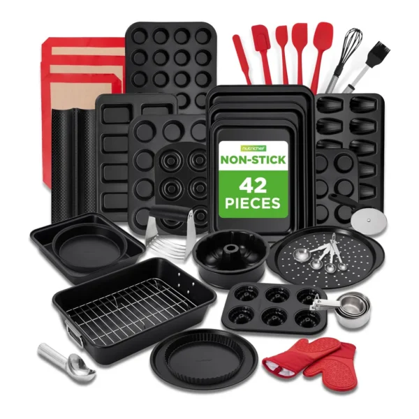 070bcfc8-d59a-492b-9615-4a30cb873485.jpg NutriChef - 42-Piece Ultimate Nonstick Bakeware Set - Carbon Steel Baking Pans, Baking Tools, Oven Mitts