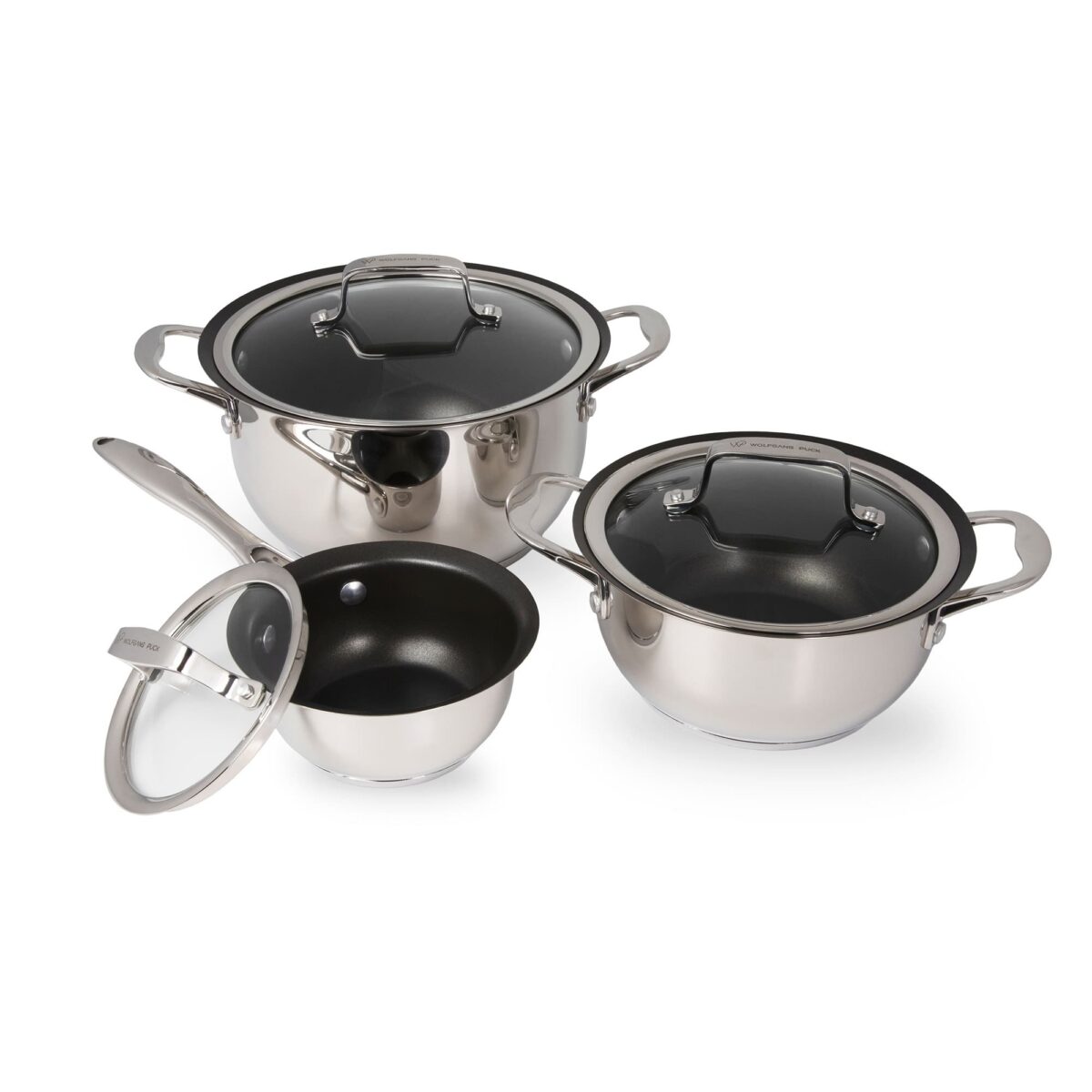 078ec32f-d287-4006-be8b-4350063955bf.jpg Wolfgang Puck - 6-Piece Pots and Pan Set; Scratch-Resistant Non-Stick Cookware - Stainless Steel