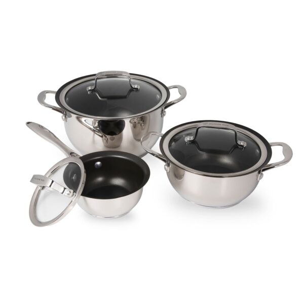 078ec32f-d287-4006-be8b-4350063955bf.jpg Wolfgang Puck - 6-Piece Pots and Pan Set; Scratch-Resistant Non-Stick Cookware - Stainless Steel