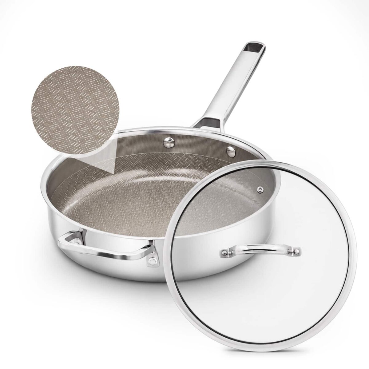 0949199a-c1b5-4c10-9214-f3c288fa8341.jpg Winado - 10 Inch Titanium Coated Skillet Frying Pan with Glass Lid & Ergonomic Handle & Single Sided Etched Surface for Kitchen - Brown & Silver
