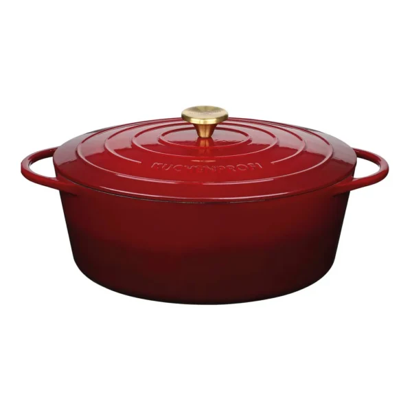 09744dd7-6d29-4d8b-911f-31416501cab0.jpg Kuchenprofi - Provence Enameled Cast Iron Oval Dutch Oven, 13" L, 7.4 qt - Burgundy
