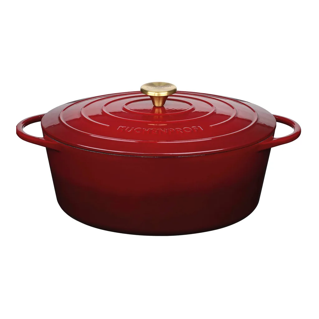09744dd7-6d29-4d8b-911f-31416501cab0.jpg Kuchenprofi - Provence Enameled Cast Iron Oval Dutch Oven, 13" L, 7.4 qt - Burgundy