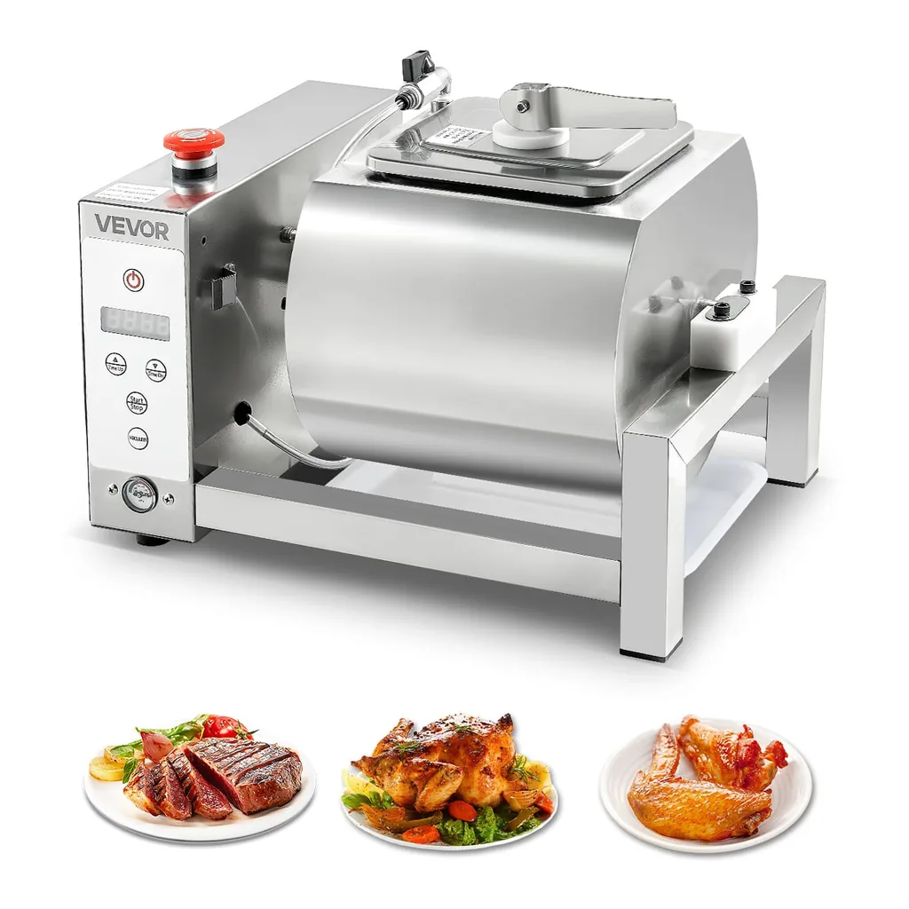 0a5048ff-8207-4733-9d2c-9a6f1db2f171.jpg VEVOR YA-10L Meat Tumbler Marinator, 10L Vacuum Tumbler Marinating Machine with Automatic Bidirectional Rotation – Silver