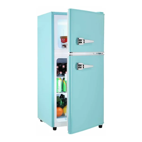 0a8e8986-41d1-4a85-ab6d-b3cf5bd3f905.jpg Loheer - Retro 2.8 Cu. Ft. 2-Door Mini Fridge with Separate Freezer & LED Light - Green