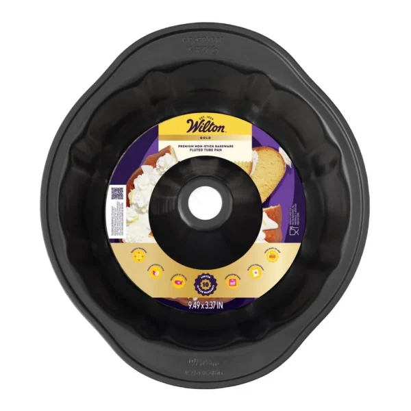 0c4f5dd5-0cc8-426d-bd44-82ad3efc7ed5.jpg Wilton - Gold 3 in. W X 9 in. L Fluted Tube Pan Black 1 pc
