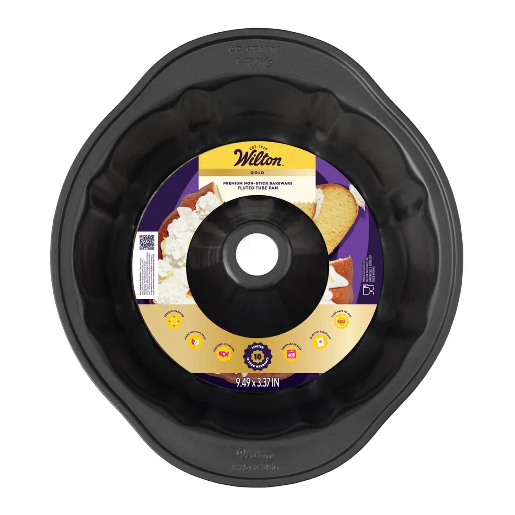 0c4f5dd5-0cc8-426d-bd44-82ad3efc7ed5.jpg Wilton - Gold 3 in. W X 9 in. L Fluted Tube Pan Black 1 pc