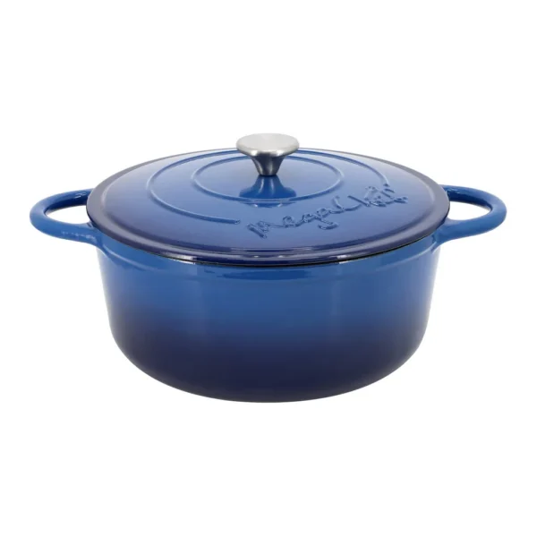 0cb9ce34-ff2e-4db8-a0be-bce14bec9075.jpg MegaChef - 6.35 Quart Round Enameled Cast Iron Dutch Oven with Self Basting Lid - Dark Blue