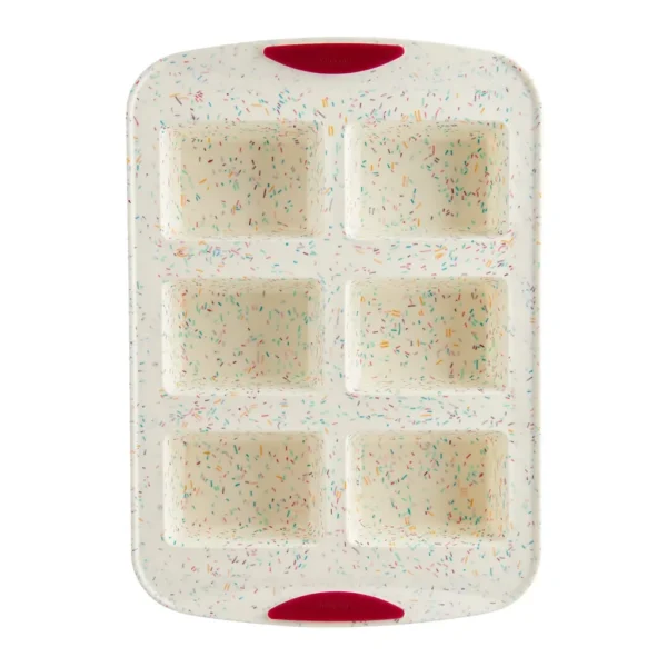 0cbe1c4c-dab1-44f1-9996-8ae59d951142.jpg Trudeau - Structure Silicone 6 Cavity Mini Loaf Pan, Confetti/Fuchsia - White