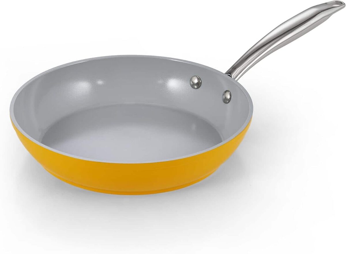 0cc224f4-6a91-4cde-a5d6-598ddd2eb974.jpg Cook N Home - Classic 9.5 Inch Ceramic Nonstick Frying Pan, Cookware Skillet Egg & Omelet Pan, Induction,oven safe - Yellow