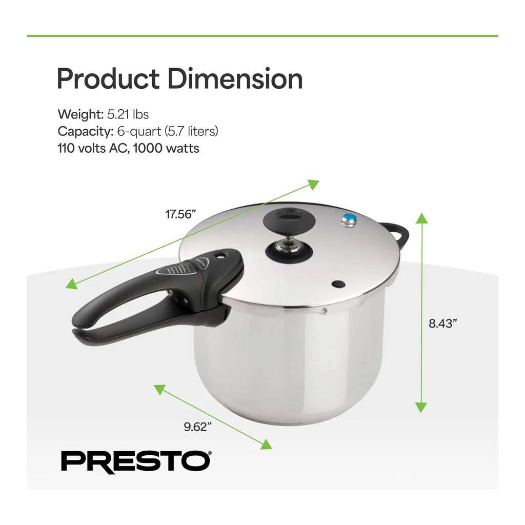 0d2ed39c-3c2e-4bb5-b41a-e11d56e7e50e.jpg Presto 01365 6 Quart Pressure Cooker, Dishwasher Safe, Tri Clad Base – Stainless Steel