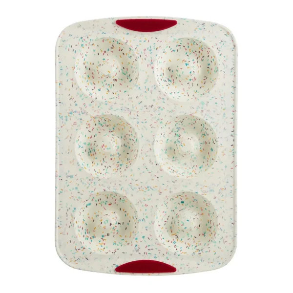 0dfaa742-a5fa-41a5-a92b-8387ec1f9eaf.jpg Trudeau - Structure Silicone 6 Cavity Donut Pan, Confetti/Fuchsia - White