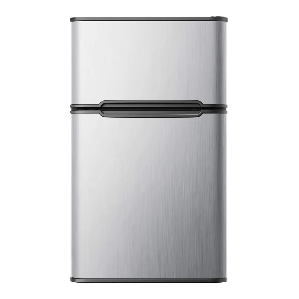 0e47e5bd-93c0-4d25-8b16-48153efdb23b.jpg SIMZLIFE - 3.2 Cu ft Two-Door Mini Refrigerator with Freezer, Compact Design & Adjustable Removable Shelves - Black